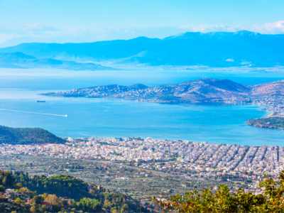 Volos city view from Pelion mount, Greece
